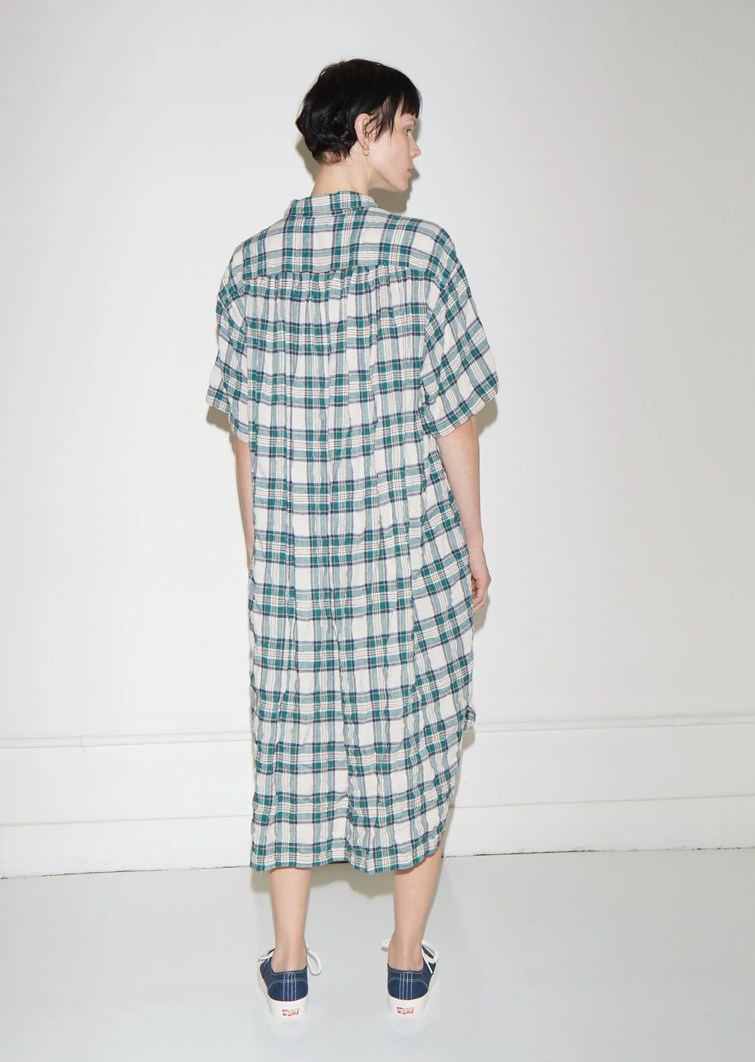 Oversized Plaid Gauze Dress