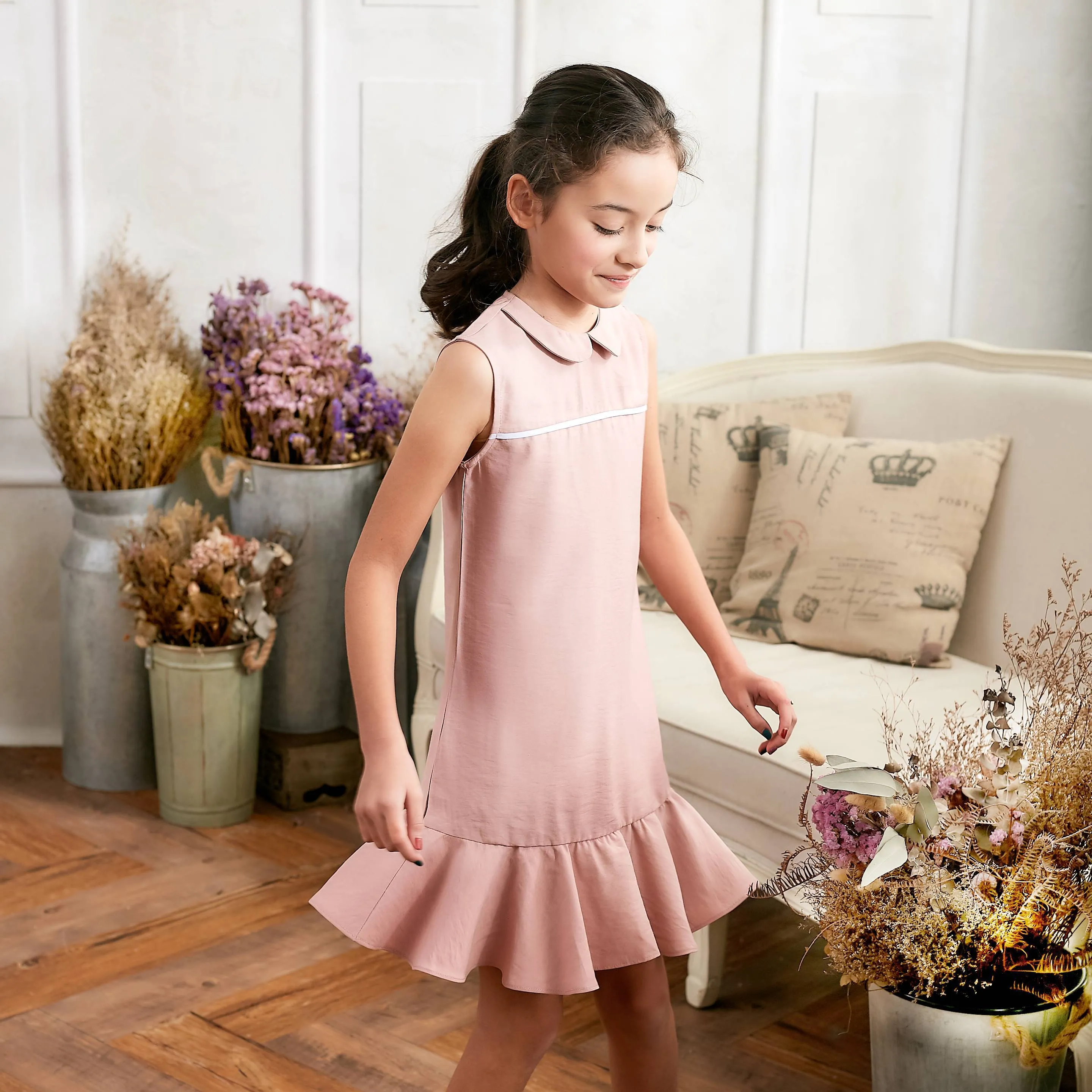 Pink Ruffle Drop Waist Dress (toddler/girl)