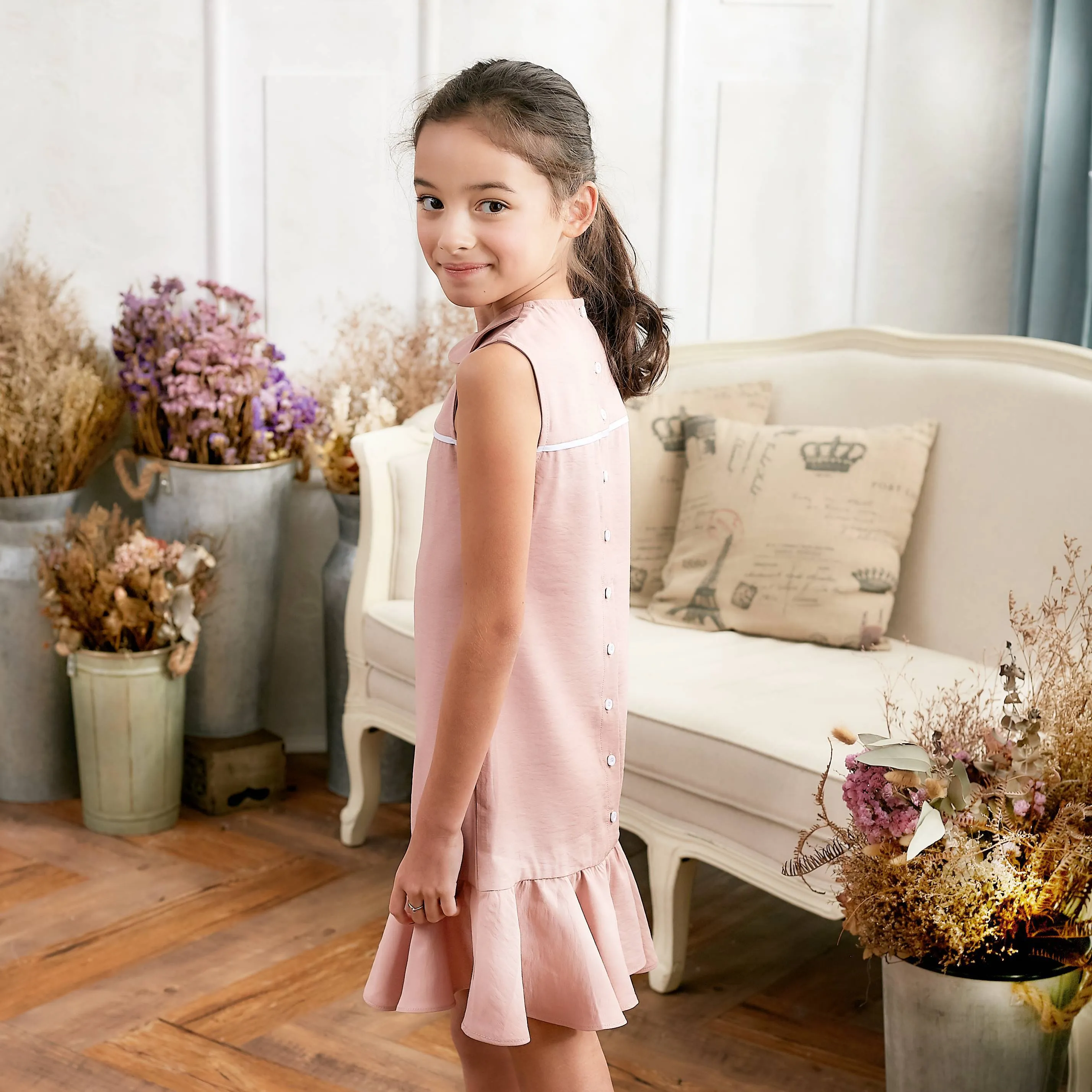 Pink Ruffle Drop Waist Dress (toddler/girl)