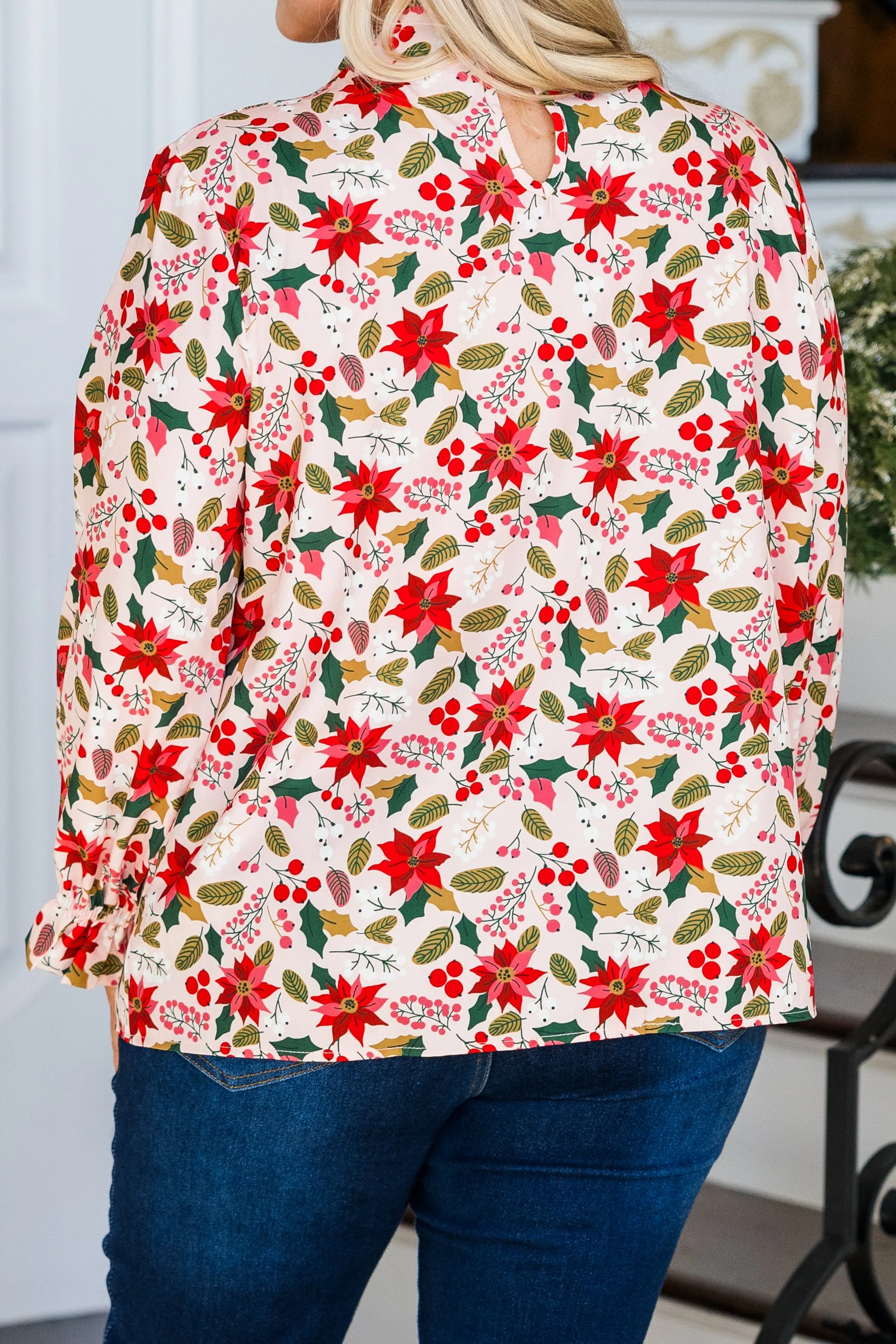 Pretty Poinsetta Top, Red