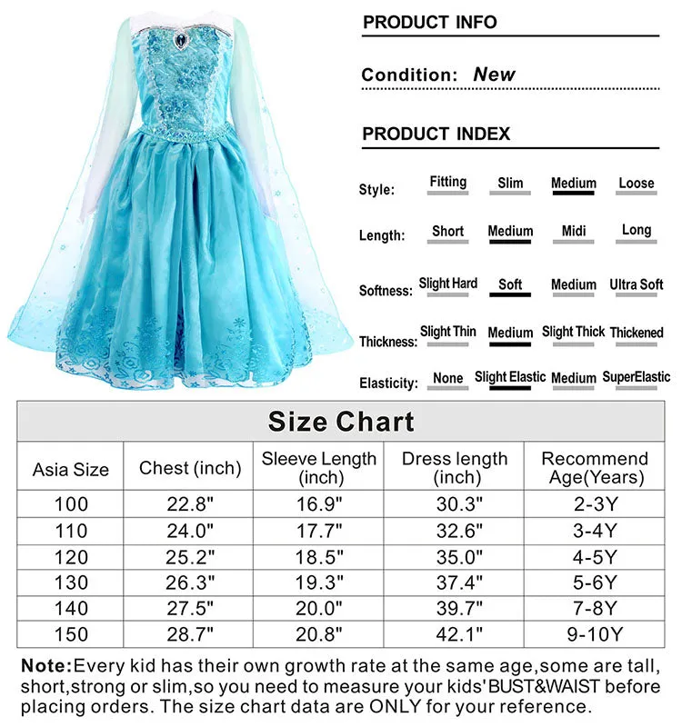 Princess Elsa Dress Theme Character Costume