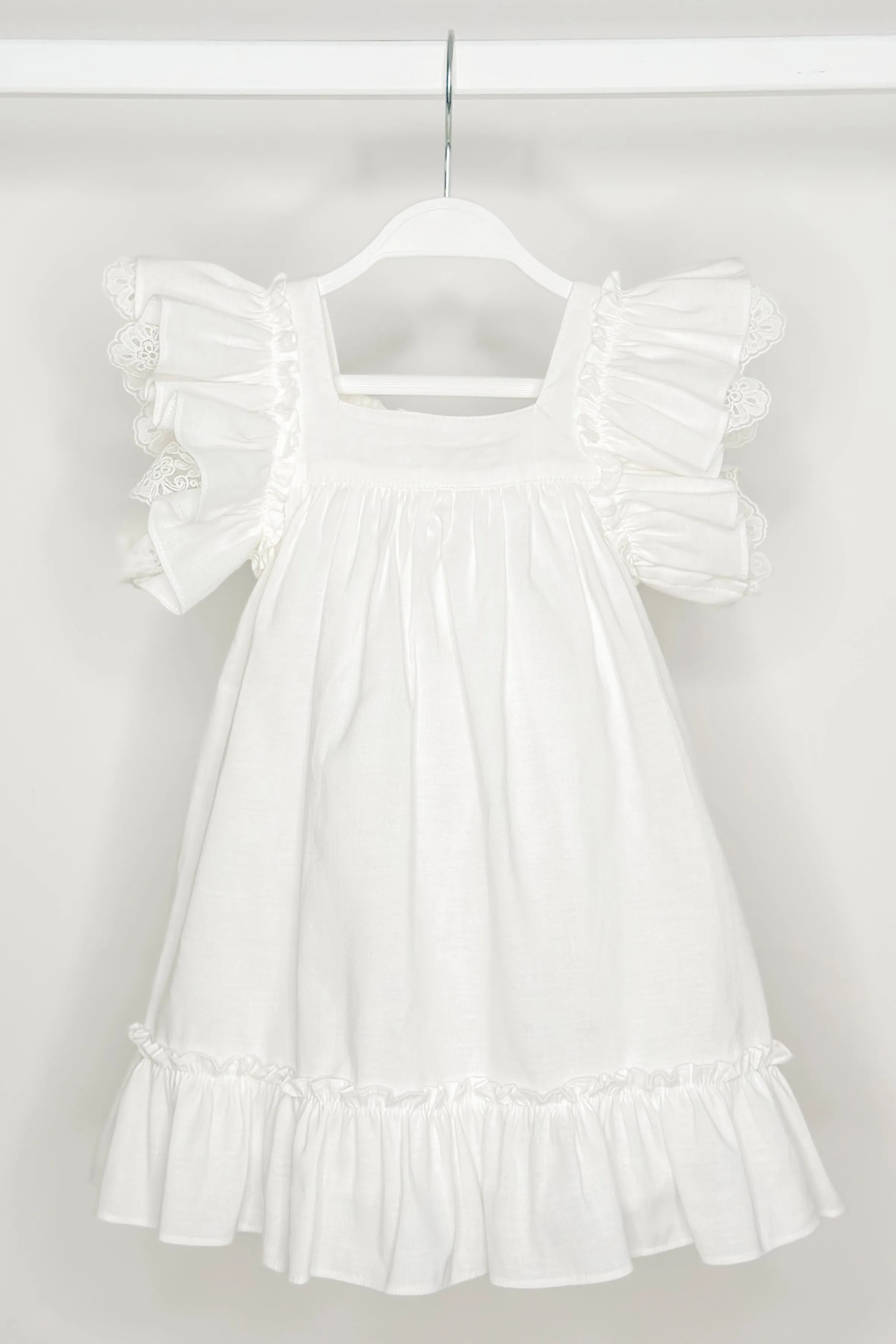 "Celine" Ivory Lace Sleeve Dress