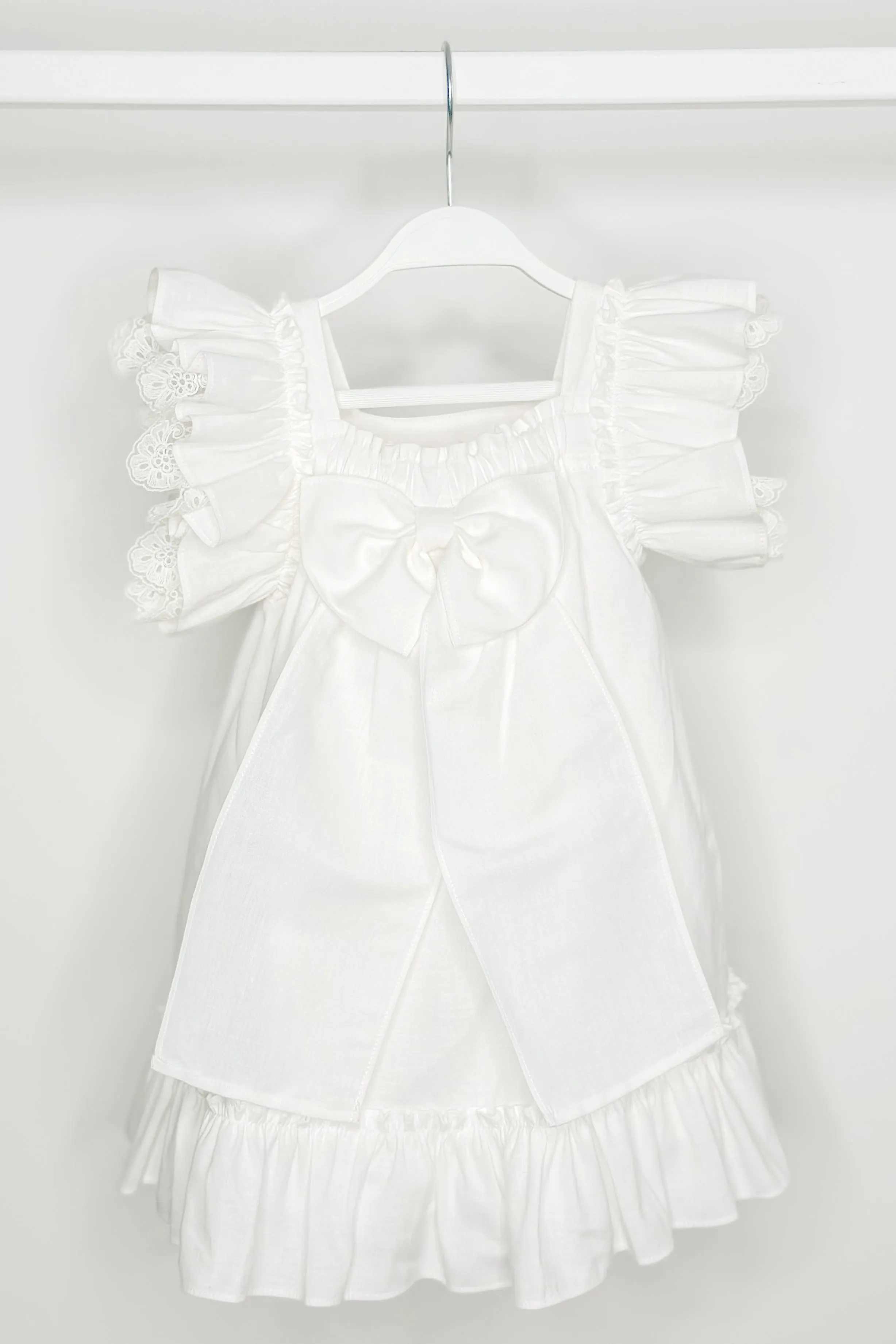 "Celine" Ivory Lace Sleeve Dress
