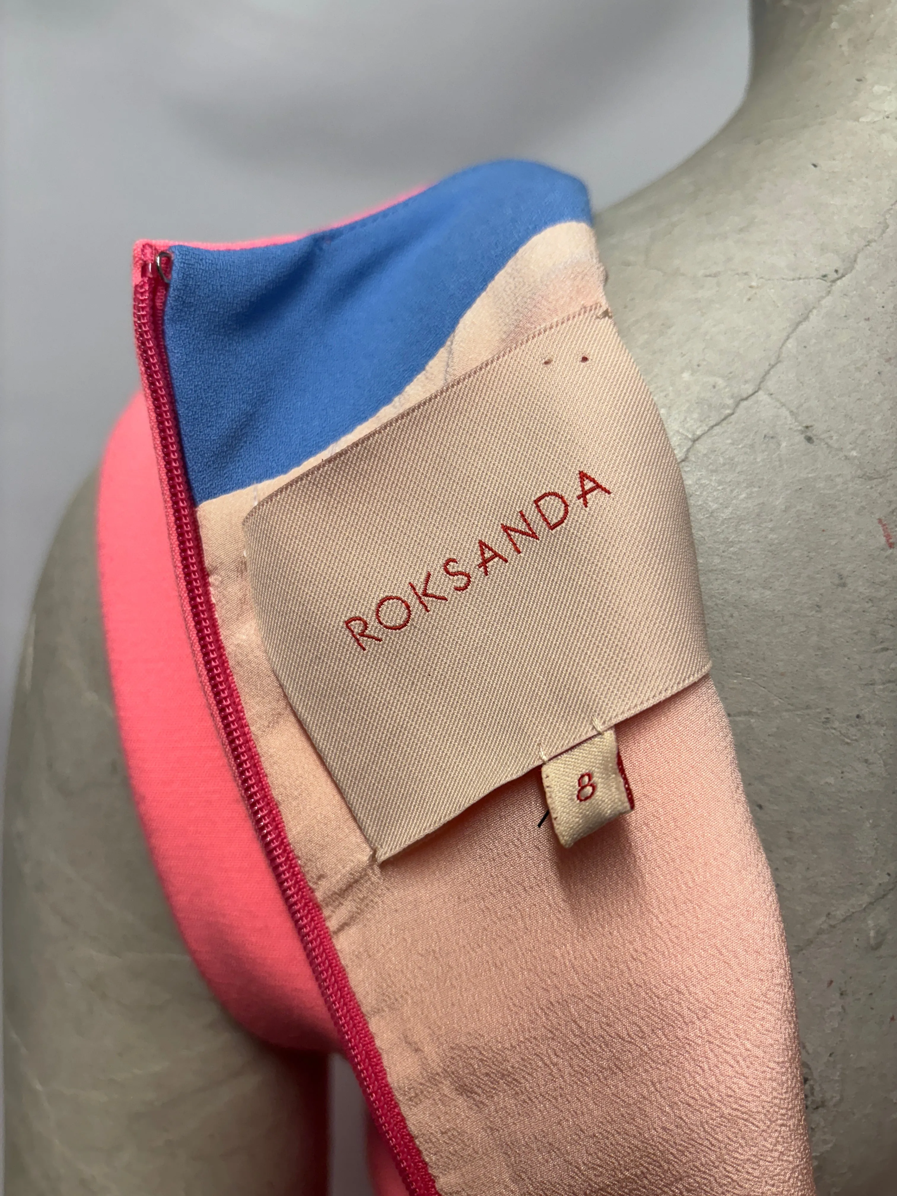 Roksanda Pink and Blue Retro Swirl Midi Dress 8