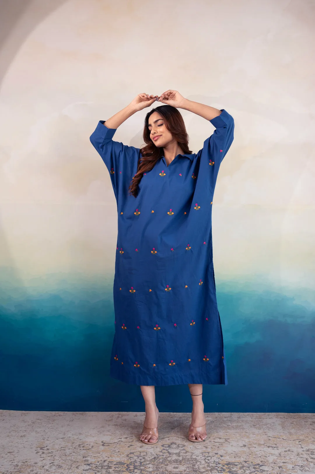 Royal Blue Festive Cotton Kaftan