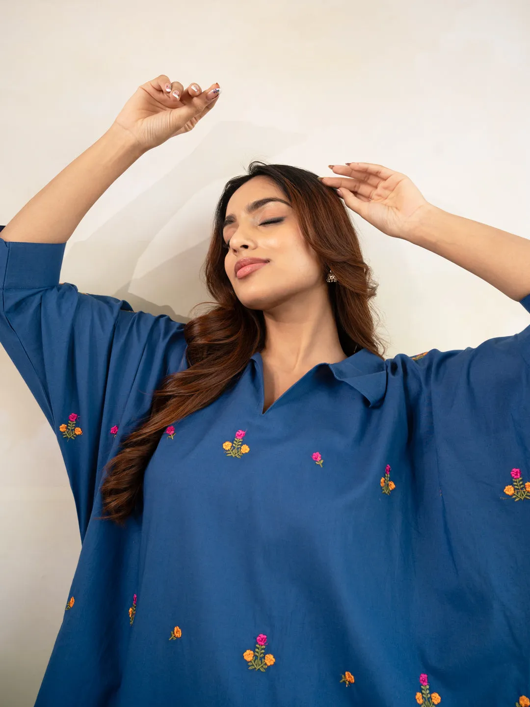 Royal Blue Festive Cotton Kaftan
