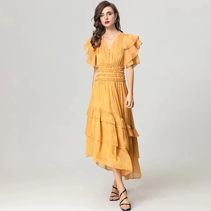 Sadie Crystal Single Breasted Asymmetry Vintage Party Dress