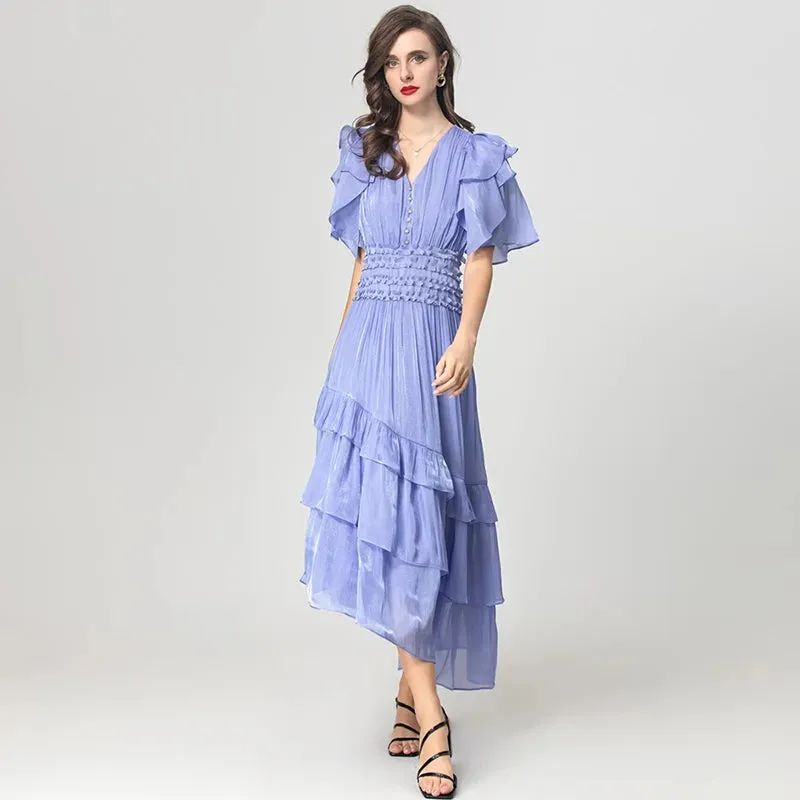 Sadie Crystal Single Breasted Asymmetry Vintage Party Dress
