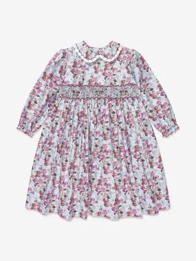 Sarah Louise Girls Floral Print Dress in Ivory