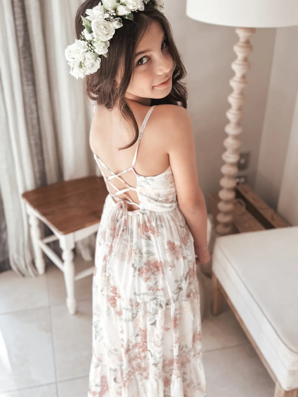 Savannah Girls Light Floral Maxi Dress