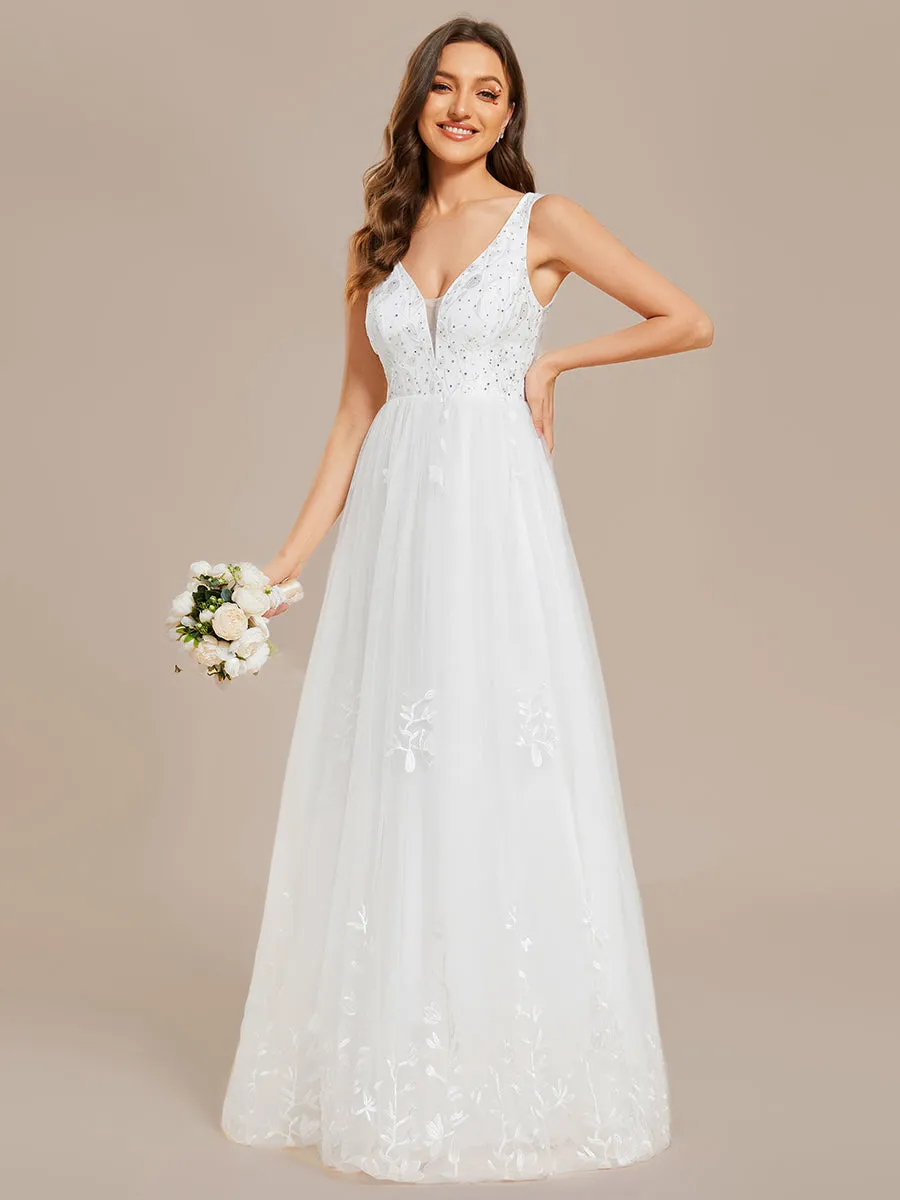 Sequins Pearl Beading Sweetheart Neck Wedding Dresses