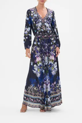 SHIRRED RELAXED FIT DRESS OBSIDIAN BLOOM