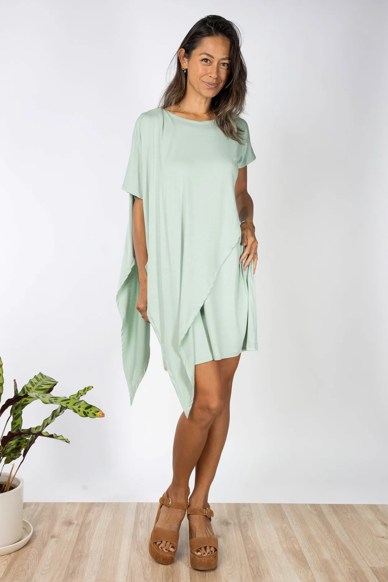 Sienna Asymmetrical Dress (Seafoam)