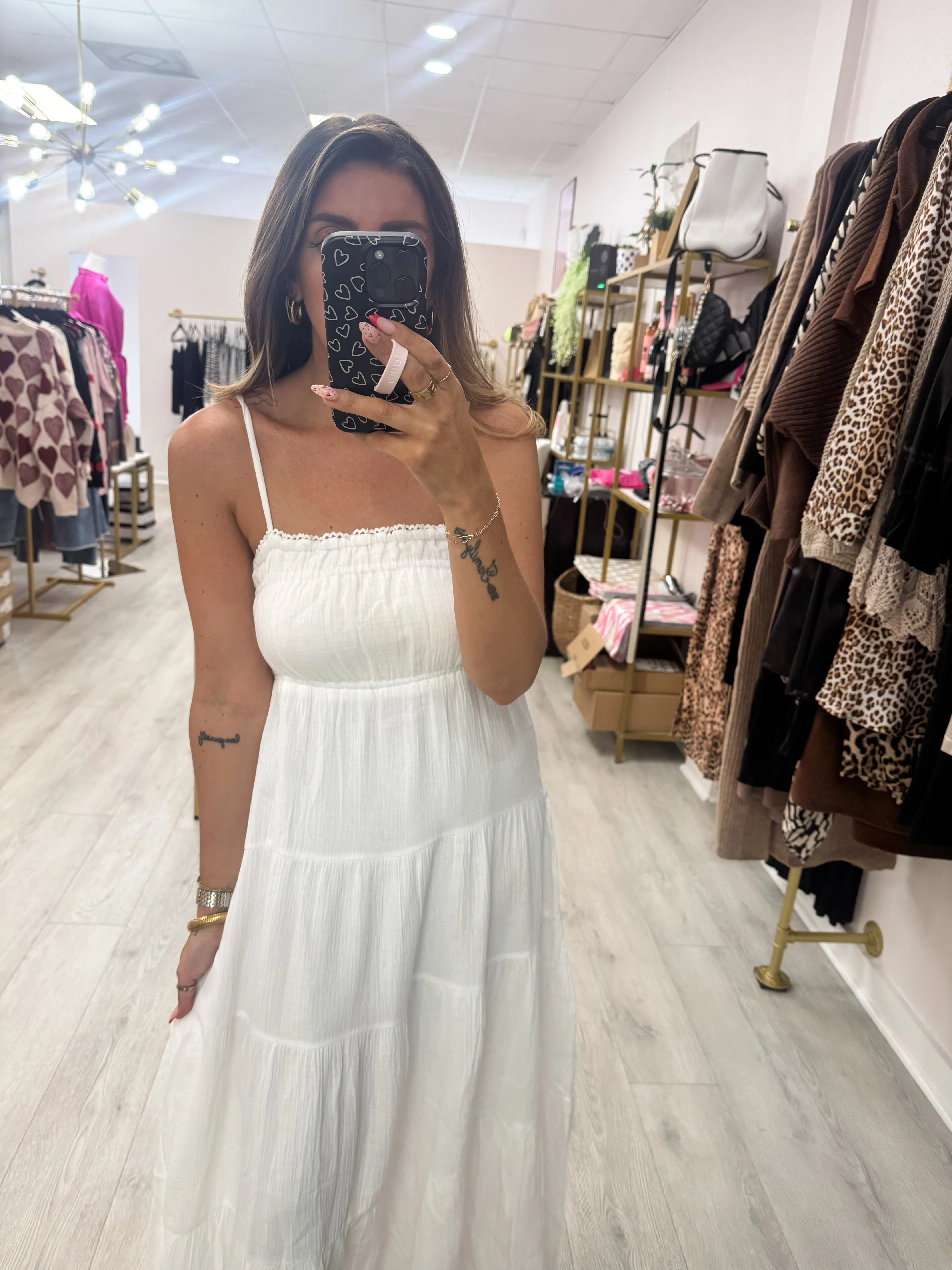 Smocked Ruffle Trim Maxi Dress