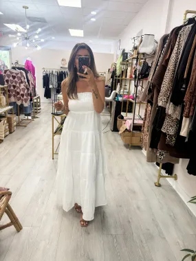 Smocked Ruffle Trim Maxi Dress