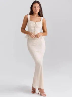 Sophie Elegant Lace Peplum Maxi Dress