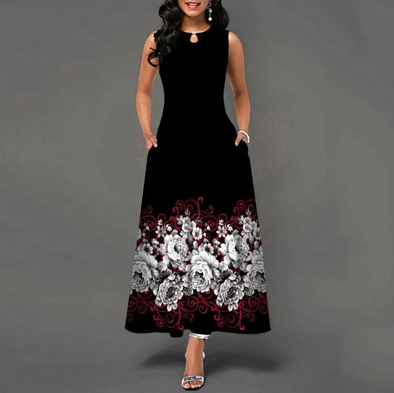 Summer Long Sleeveless 3D Print Dress