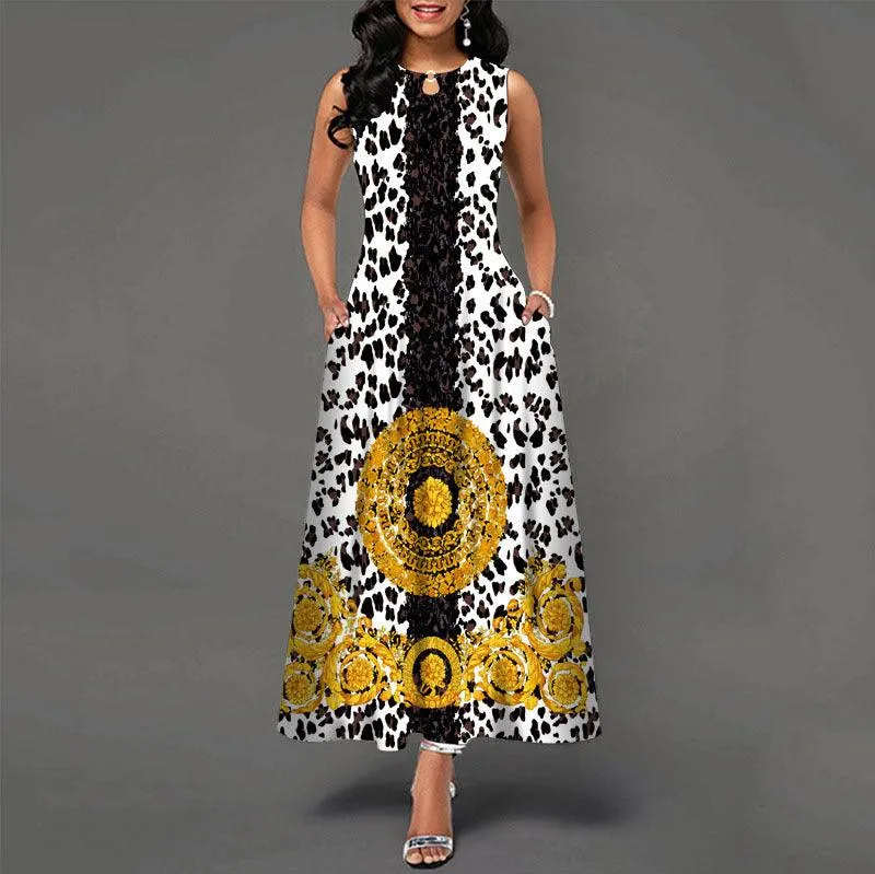 Summer Long Sleeveless 3D Print Dress