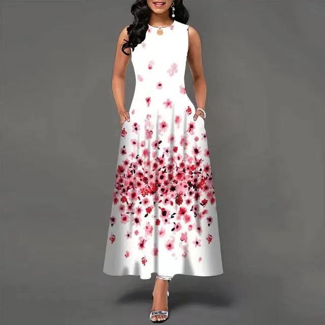 Summer Long Sleeveless 3D Print Dress