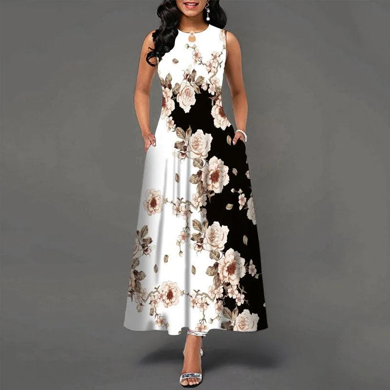 Summer Long Sleeveless 3D Print Dress
