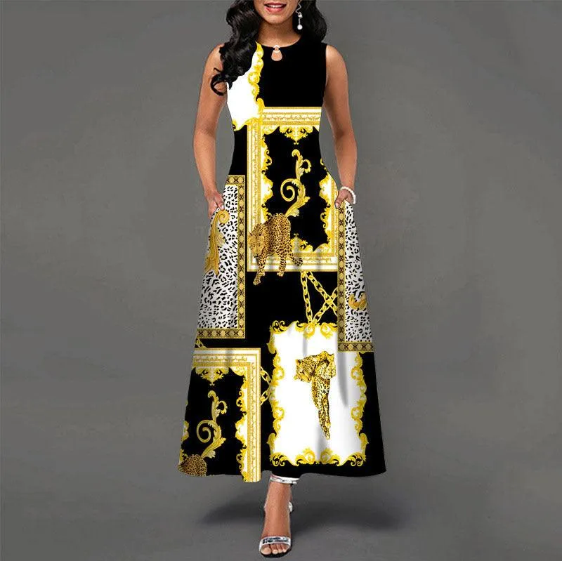 Summer Long Sleeveless 3D Print Dress