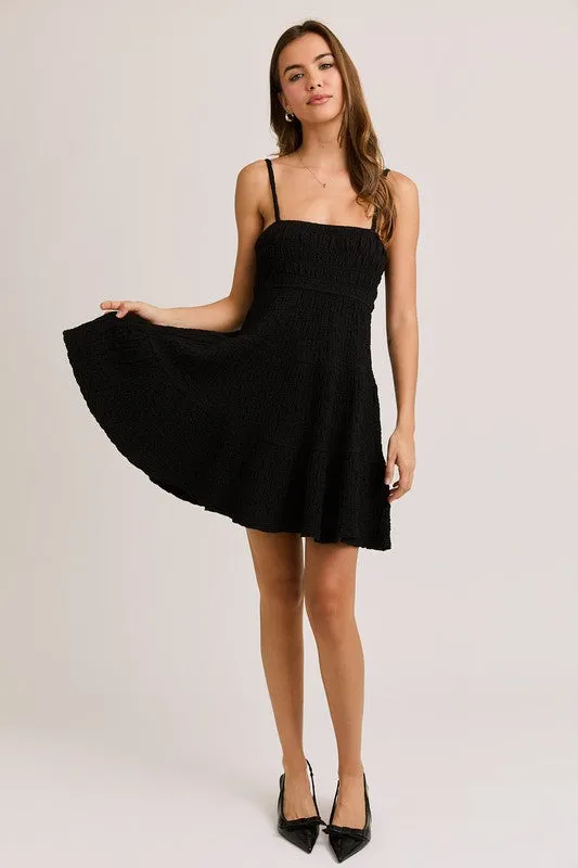 Telly Tiered Mini Dress- Black