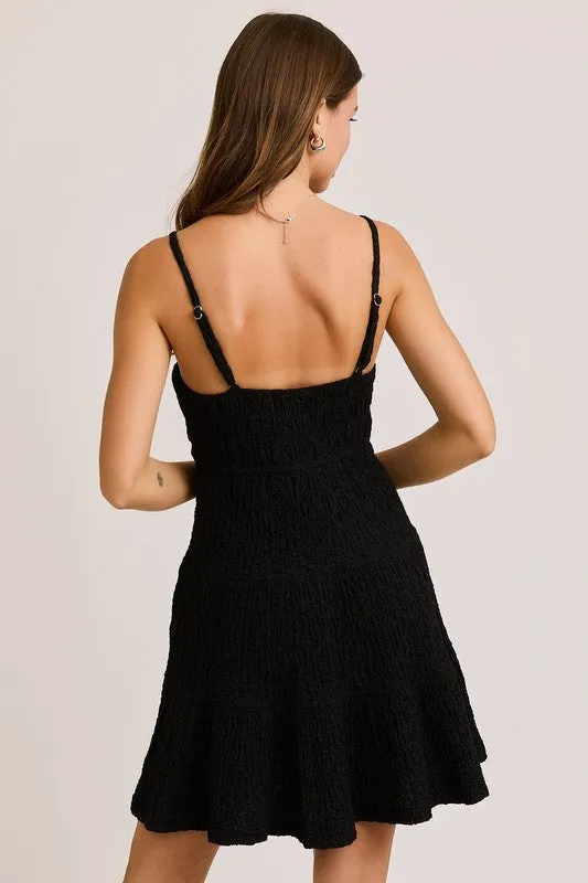 Telly Tiered Mini Dress- Black
