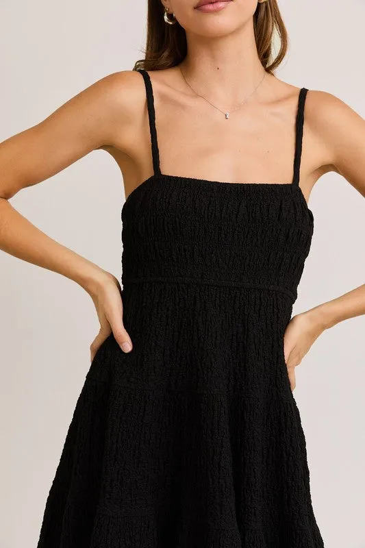 Telly Tiered Mini Dress- Black