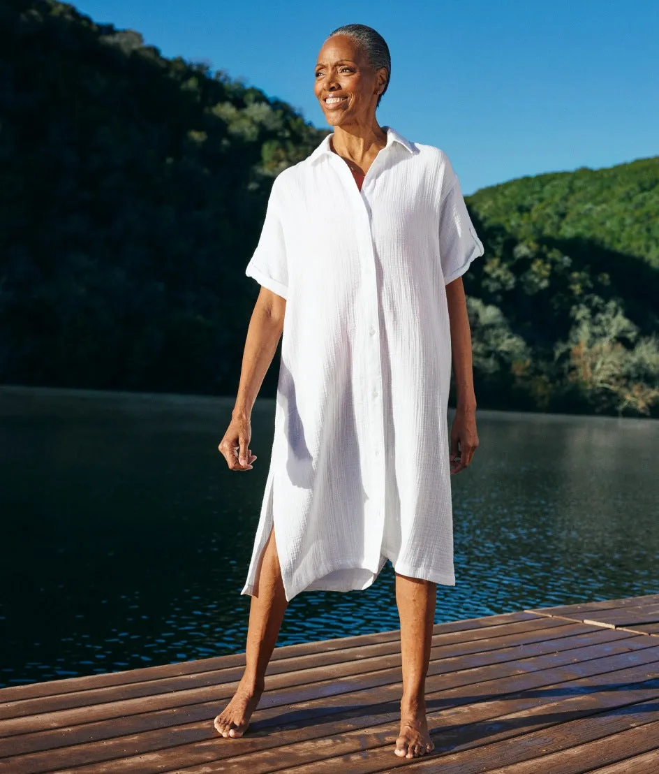 The Cloud Gauze Midi Dress Cover-Up - White Sand