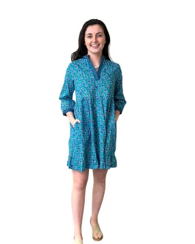 The Morley Cotton Print Beach Dress in Green and Blue