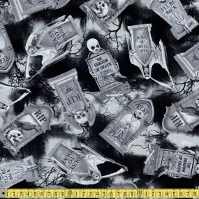 Timeless Treasures - Wicked Tombstones - Black