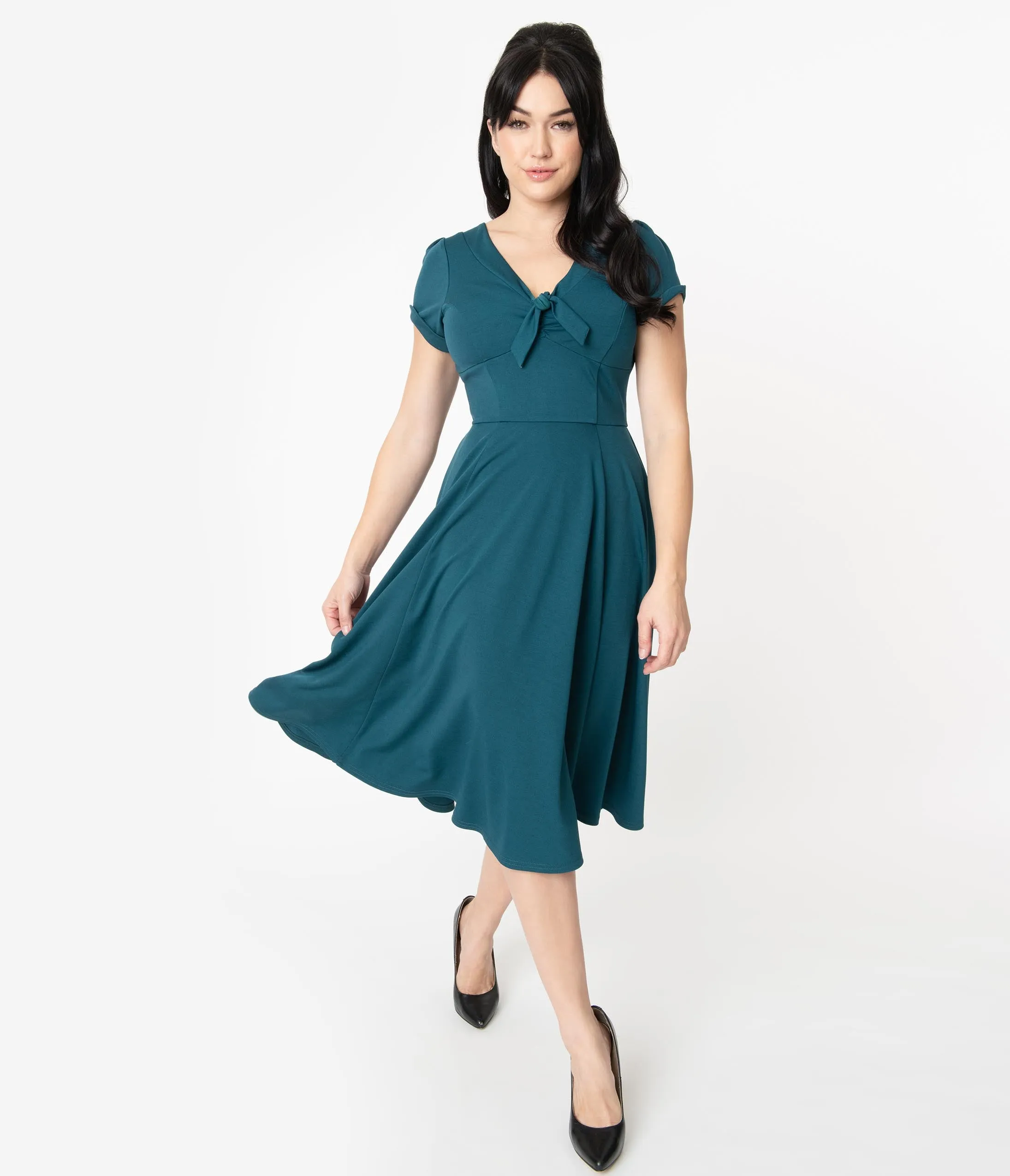 Unique Vintage 1940s Teal Natalie Swing Dress