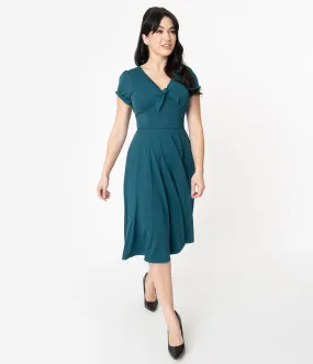Unique Vintage 1940s Teal Natalie Swing Dress