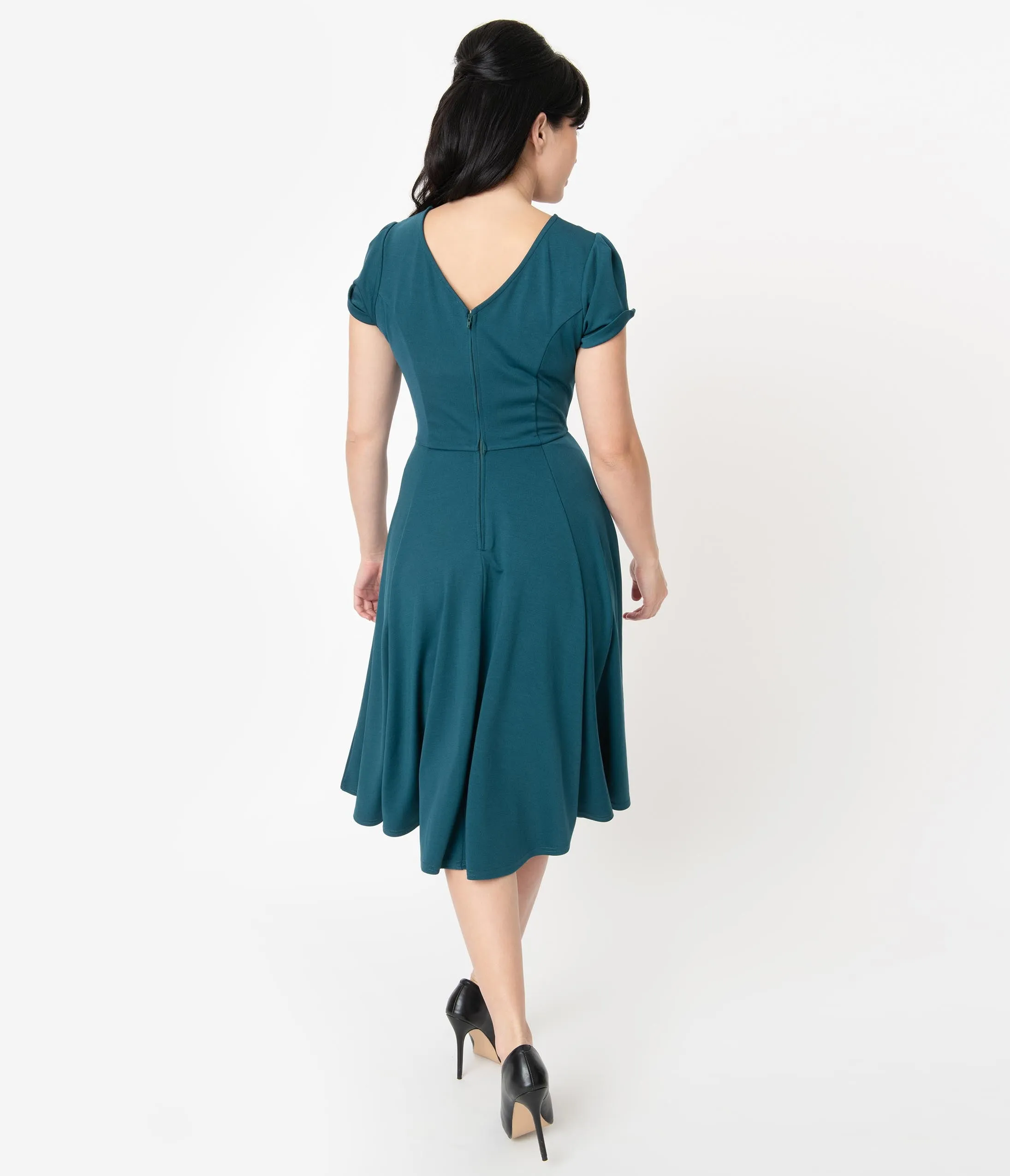 Unique Vintage 1940s Teal Natalie Swing Dress