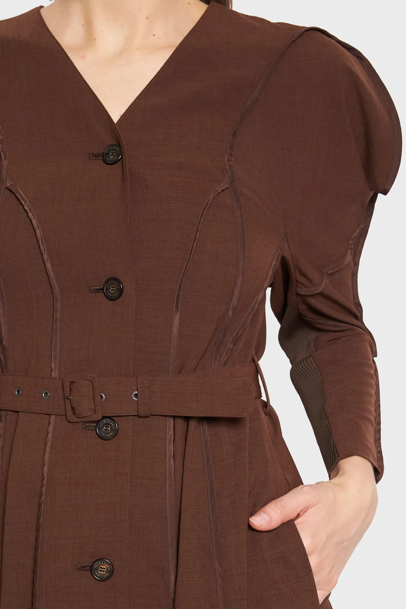 Wil Curve Sleeves Piping Dress