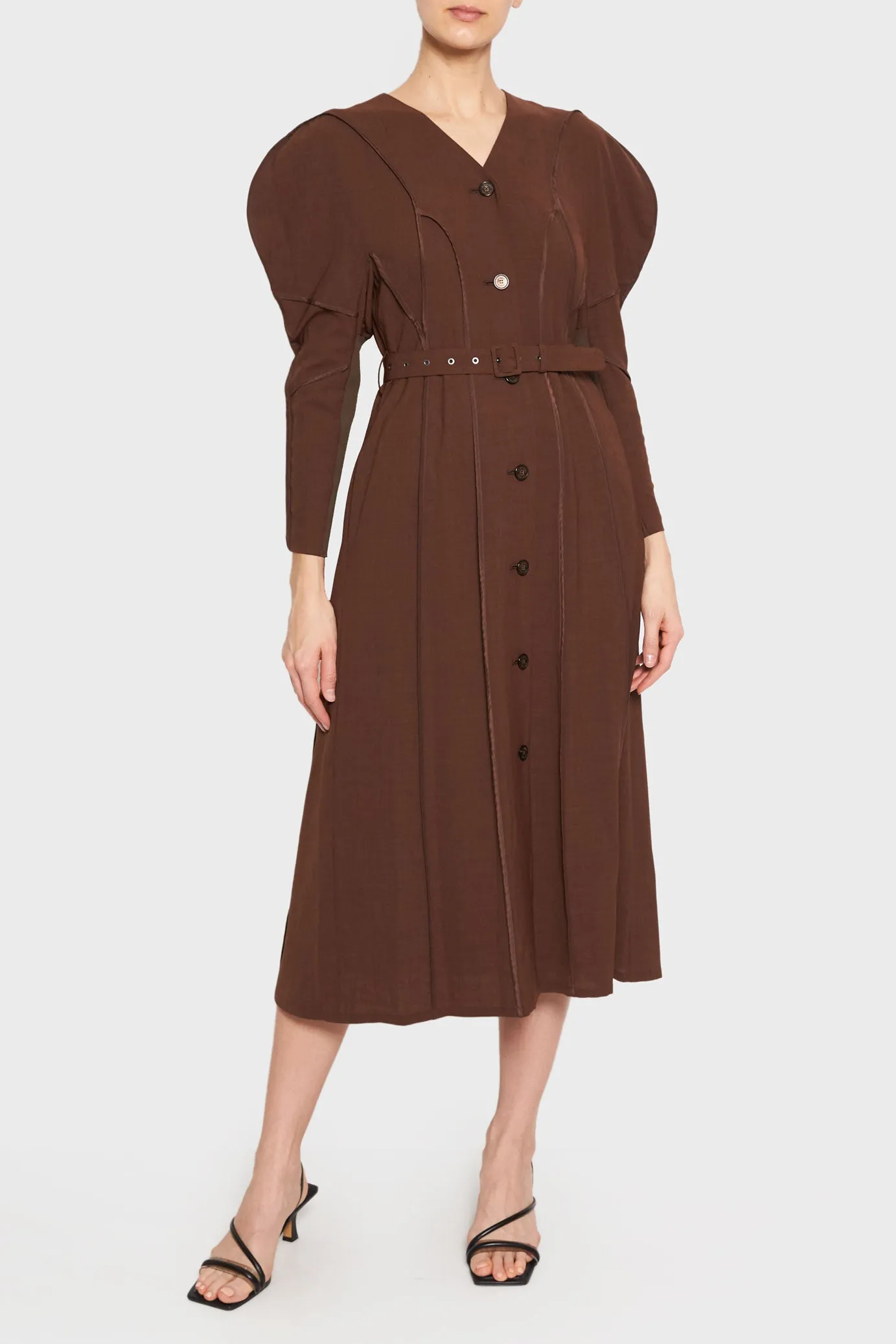 Wil Curve Sleeves Piping Dress