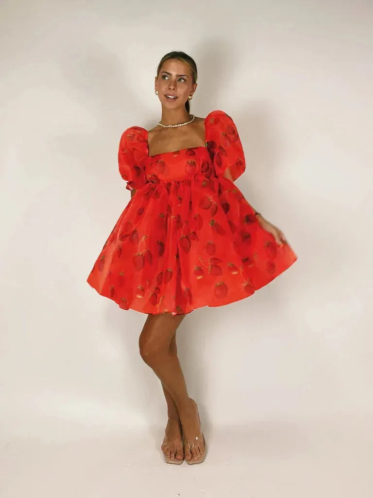 Women Floral Print Lanter Sleeve Mini Dress