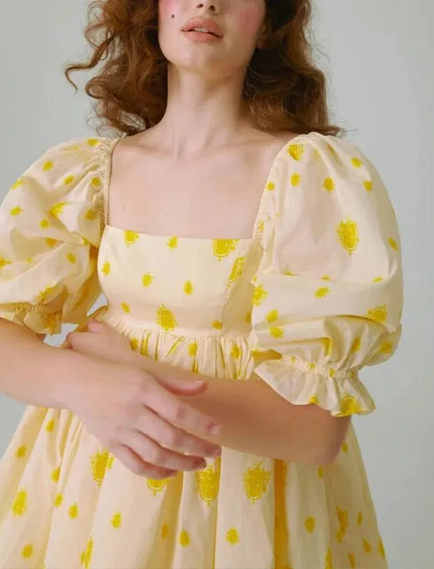 Women Floral Print Lanter Sleeve Mini Dress