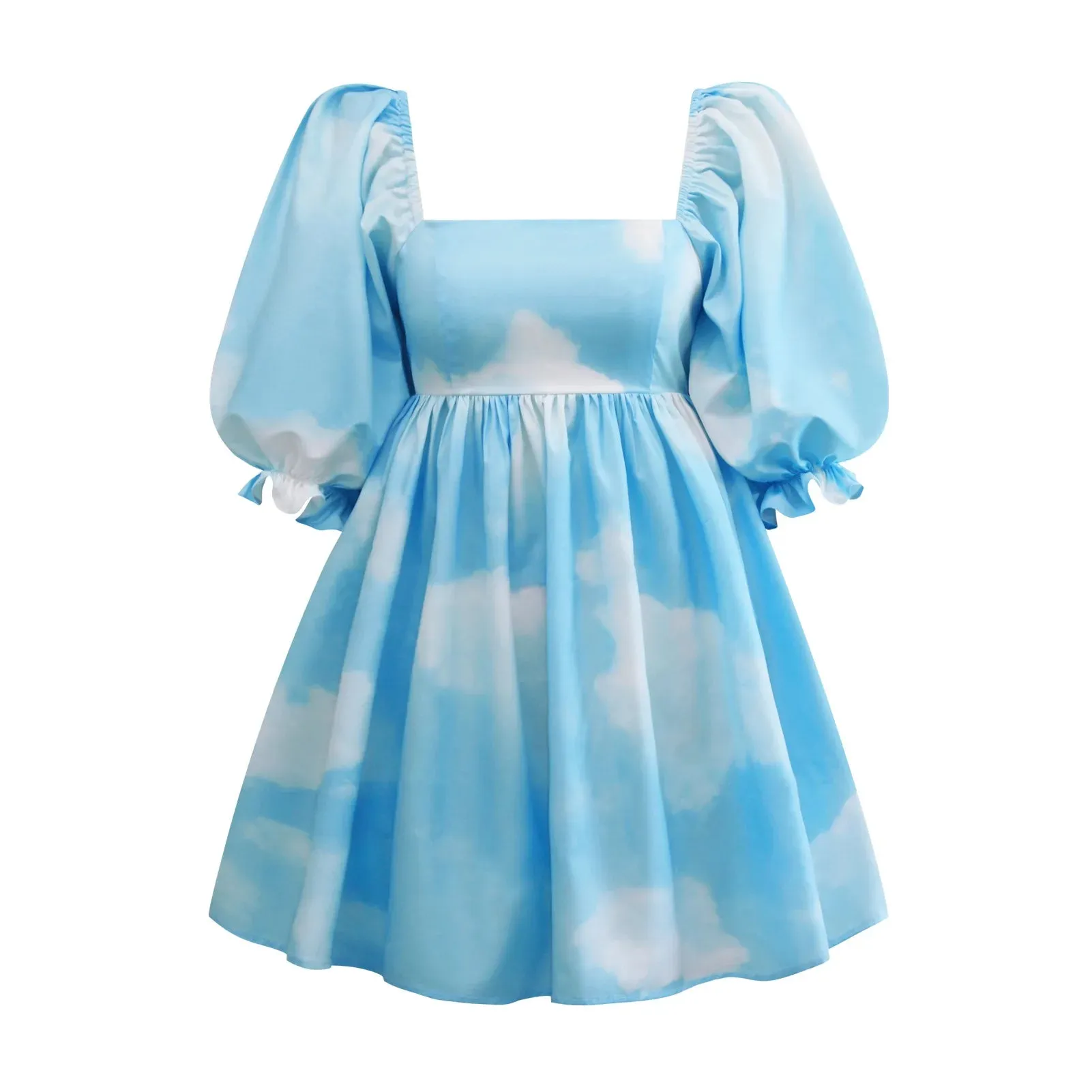 Women Floral Print Lanter Sleeve Mini Dress